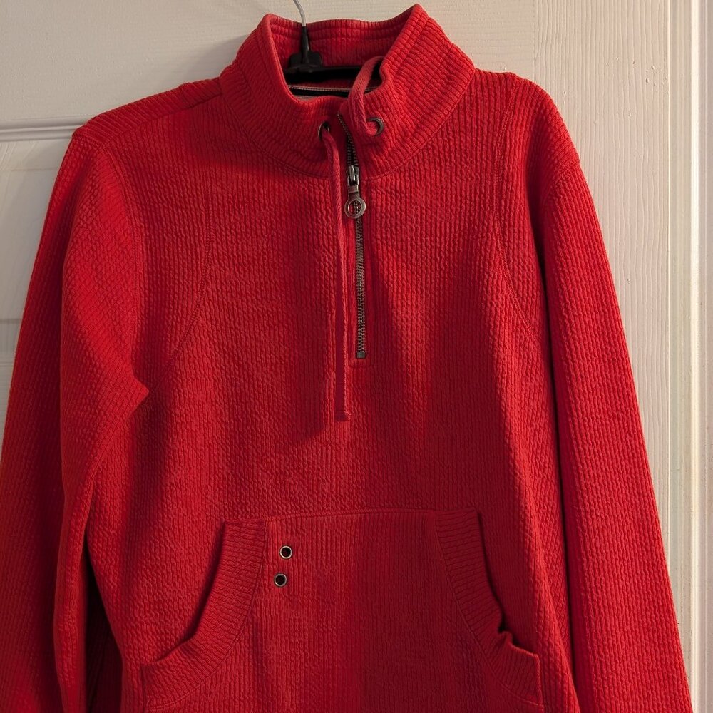 Coldwater Creek Jacquard Quarter Zip Dover Red Sweatshirt Pullover M